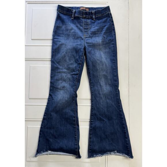 Judy Blue Pull On Flare Jeans Womens 7 28 Denim Medium Wash Raw Hem - Picture 1 of 8